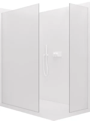 Značkový CERANO - Sprchová zástěna Walk-in Crystal T L/P - 8 mm - bezvzpěrový systém - bílá matná, mléčné sklo - 140x120x200 cm