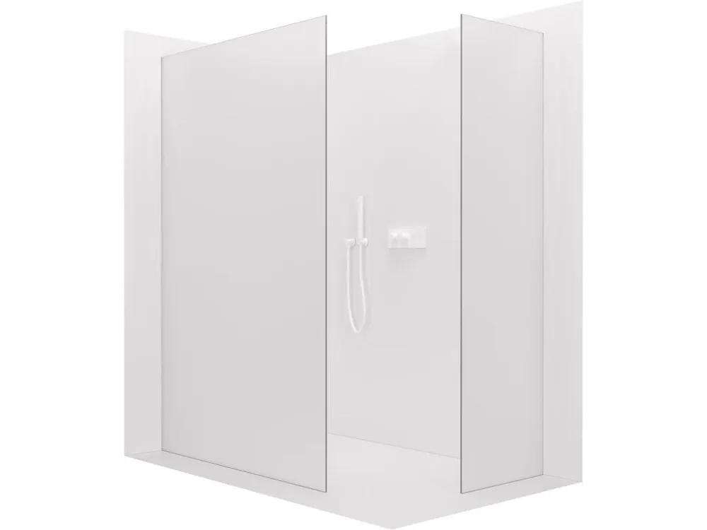 Značkový CERANO - Sprchová zástěna Walk-in Crystal T L/P - 8 mm - bezvzpěrový systém - bílá matná, mléčné sklo - 140x120x200 cm