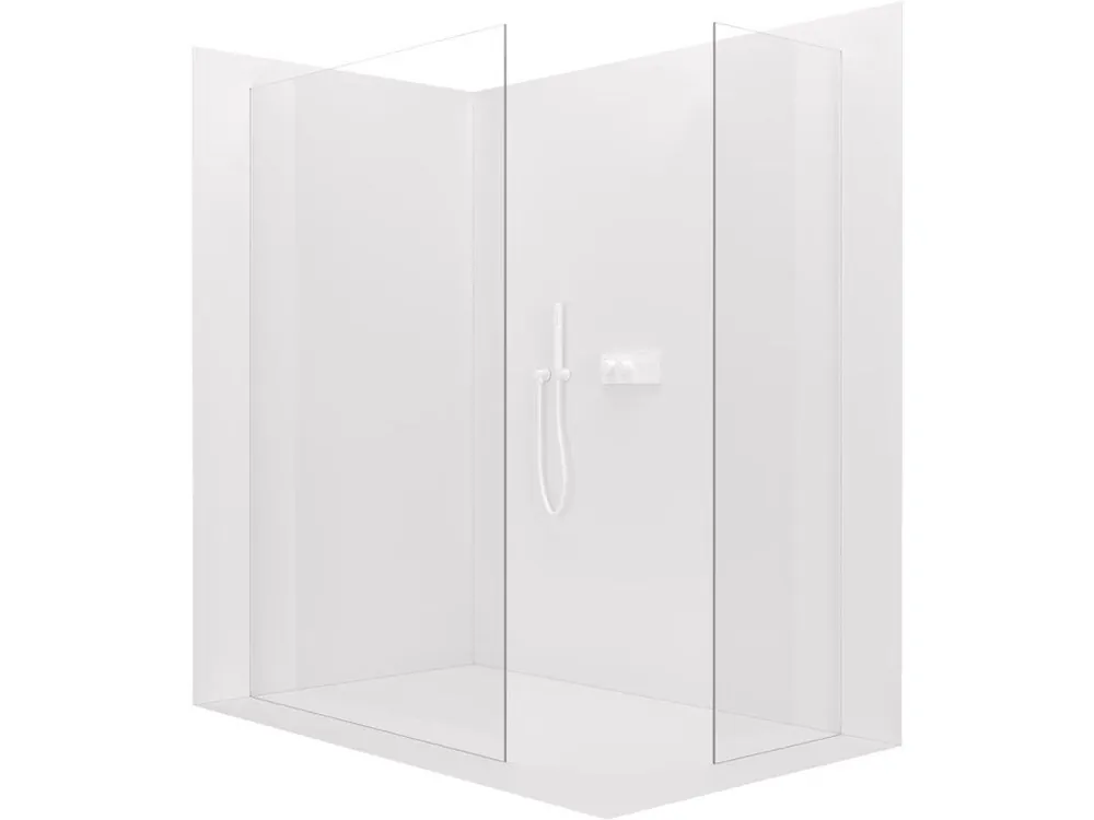 Značkový CERANO - Sprchová zástěna Walk-in Crystal T L/P - 8 mm - bezvzpěrový systém - bílá matná, transparentní sklo - 140x60x200 cm