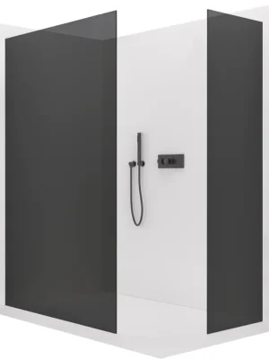 Značkový CERANO - Sprchová zástěna Walk-in Crystal T L/P - 8 mm - bezvzpěrový systém - černá matná, grafitové sklo - 110x110x200 cm