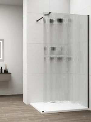 Značkový Polysan ESCA BLACK MATT jednodílná sprchová zástěna k instalaci ke stěně, sklo Flute, 1500 mm ES1315-02