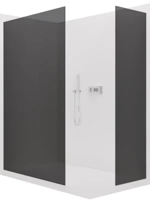 Značkový CERANO - Sprchová zástěna Walk-in Crystal T L/P - 8 mm - bezvzpěrový systém - chrom, grafitové sklo - 160x110x200 cm