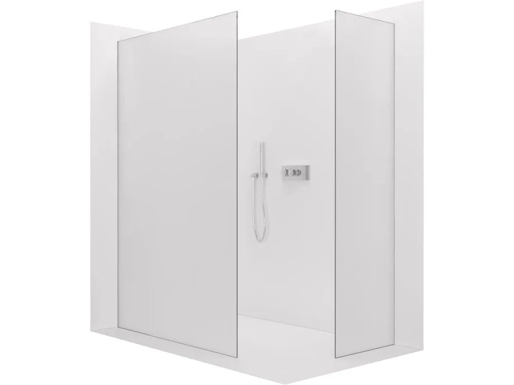 Značkový CERANO - Sprchová zástěna Walk-in Crystal T L/P - 8 mm - bezvzpěrový systém - chrom, mléčné sklo - 160x100x200 cm