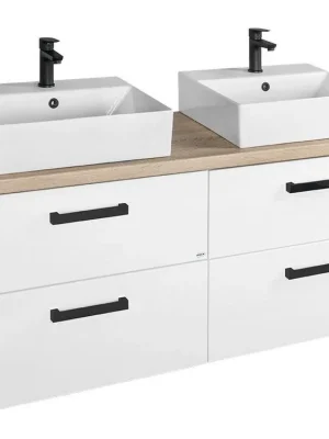 Levný Aqualine VEGA sestava koupelnového nábytku, š. 104 cm, bílá/dub platin VG052-04