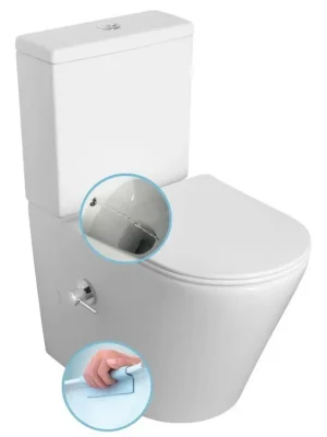 Hit Sezóny Sapho PACO CLEANWASH WC kombi, integrovaná baterie a bidet. sprška, spodní/zadní odpad, bílá PC1012RX