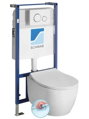 Top Prodej SENTIMENTI závěsné WC Rimless s podomítkovou nádržkou a tlačítkem Schwab, bílá 10AR02010SV-SET5