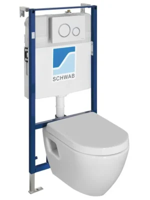 Hit Sezóny Závěsné WC NERA s podomítkovou nádržkou a tlačítkem Schwab, bílá NS952-SET5