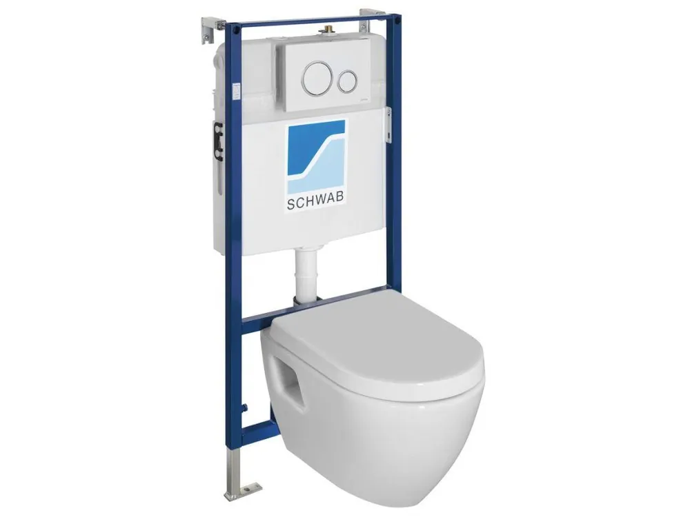 Hit Sezóny Závěsné WC NERA s podomítkovou nádržkou a tlačítkem Schwab, bílá NS952-SET5