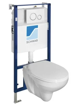 Značkový Závěsné WC TAURUS s podomítkovou nádržkou a tlačítkem Schwab, bílá LC1582-SET5