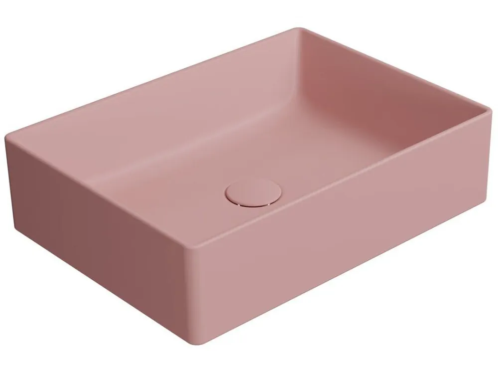 Značkový GSI KUBE X keramické umyvadlo na desku, 50x37cm, blush mat 942924