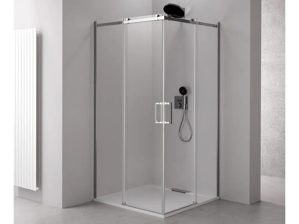 Značkový Polysan THRON ROUND obdélníkový sprchový kout 1000x800mm, kulaté pojezdy, rohový vstup TL2080-5005