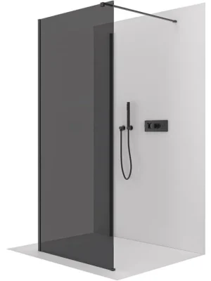 Značkový CERANO - Sprchová zástěna Walk-in Onyx Corner Cube L/P - 8 mm - hranatá vzpěra - černá matná, grafitové sklo - 60x60x200 cm