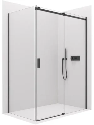 Značkový CERANO - Sprchový kout Santoro L/P - 8 mm - černá matná, transparentní sklo - 130x90x195 cm - posuvný