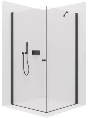 Značkový CERANO - Sprchový kout Antelo L/P - 6 mm - černá matná, transparentní sklo - 75x70x190 cm - otočný