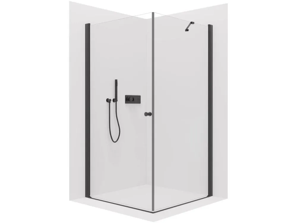 Značkový CERANO - Sprchový kout Antelo L/P - 6 mm - černá matná, transparentní sklo - 75x70x190 cm - otočný