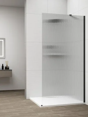 Značkový Polysan ESCA BLACK MATT jednodílná sprchová zástěna k instalaci ke stěně, sklo Flute, 1200 mm ES1312-02