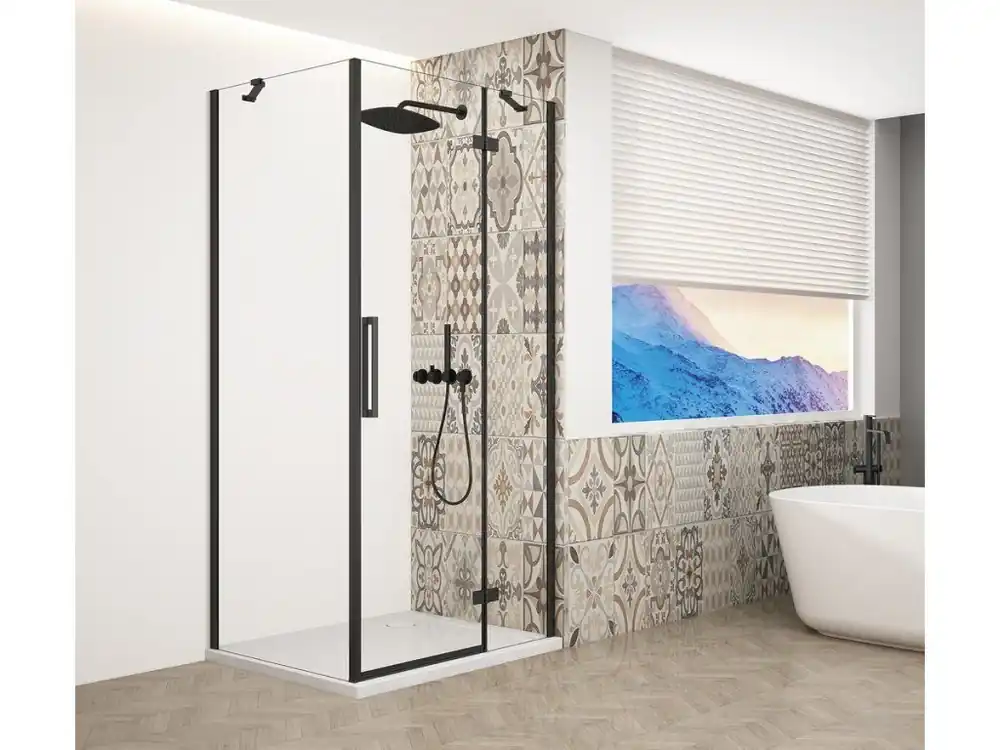 Značkový Gelco TRINITY BLACK čtvercový sprchový kout 1000x1000mm, čiré sklo, pravé GT5610-10CR-B