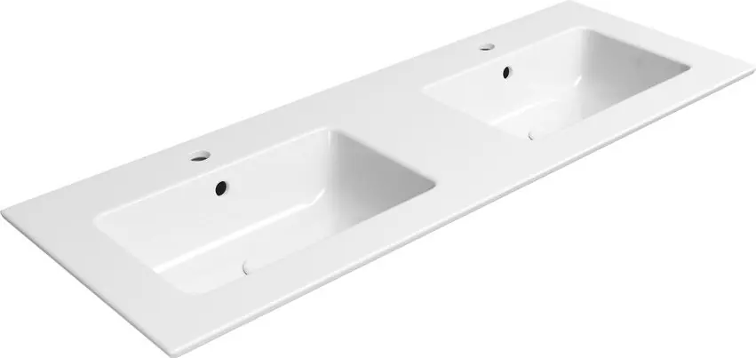 Značkový GSI PURA keramické dvojumyvadlo Slim 122x46cm, bílá ExtraGlaze 8888111