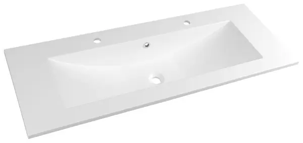 Sleva Sapho Yukon Umyvadlo 120x45cm, 2 otvory pro baterii, litý mramor, bílá