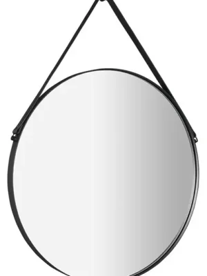 Sapho Orbiter Zrcadlo kulaté s koženým páskem, ø 70cm, černá mat Značkový