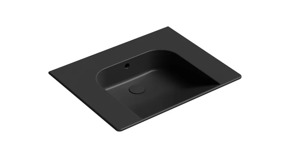 Značkový GSI COMMUNITY keramické umyvadlo 70x55cm, bez otvoru, černá mat 7633026