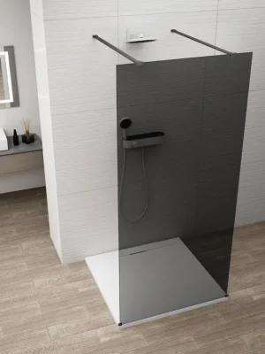 Značkový Polysan ESCA BLACK MATT jednodílná sprchová zástěna do prostoru, kouřové sklo, 1400 mm ES1214-06