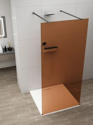 Značkový Polysan ESCA BLACK MATT jednodílná sprchová zástěna do prostoru, sklo Marron, 1400 mm ES1514-06