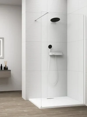 Značkový Polysan ESCA WHITE MATT jednodílná sprchová zástěna k instalaci ke stěně, sklo čiré, 700 mm ES1070-03
