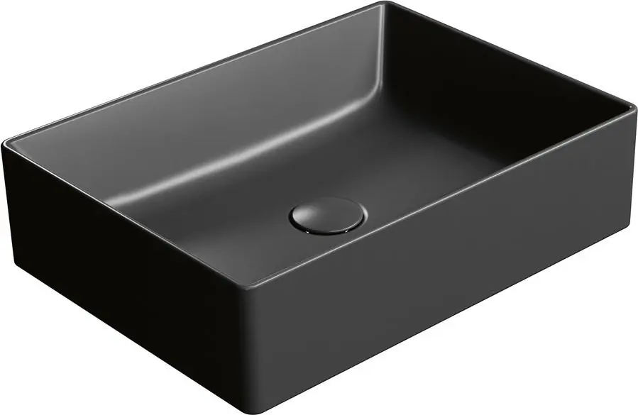 Značkový GSI KUBE X keramické umyvadlo na desku, 50x37cm, černá mat 942926