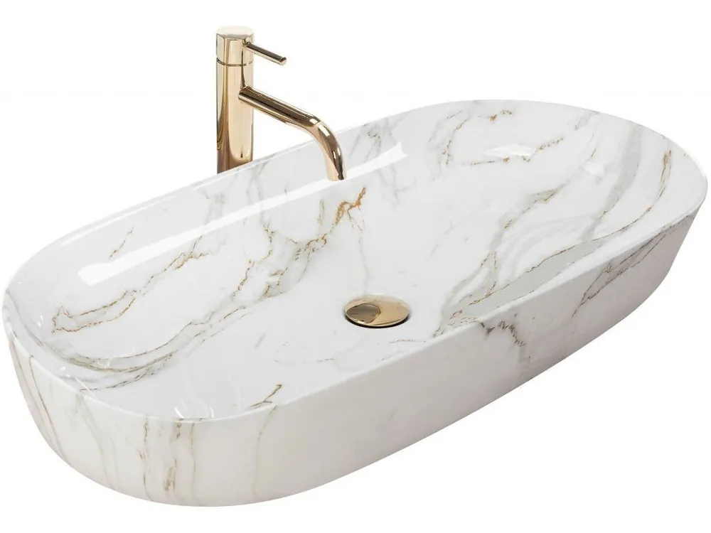 Nejprodávanější REA - Umyvadlo na desku Cleo 81 imitace kamene REA-U8404