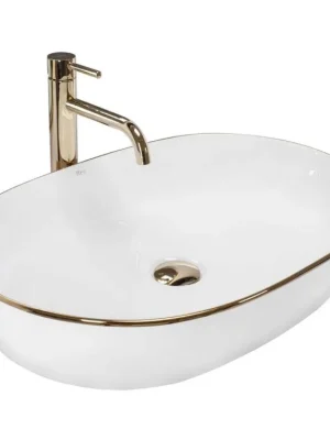 Jen Po Omezenou Doba REA - Umyvadlo na desku CLEO White Gold Edge REA-U6211