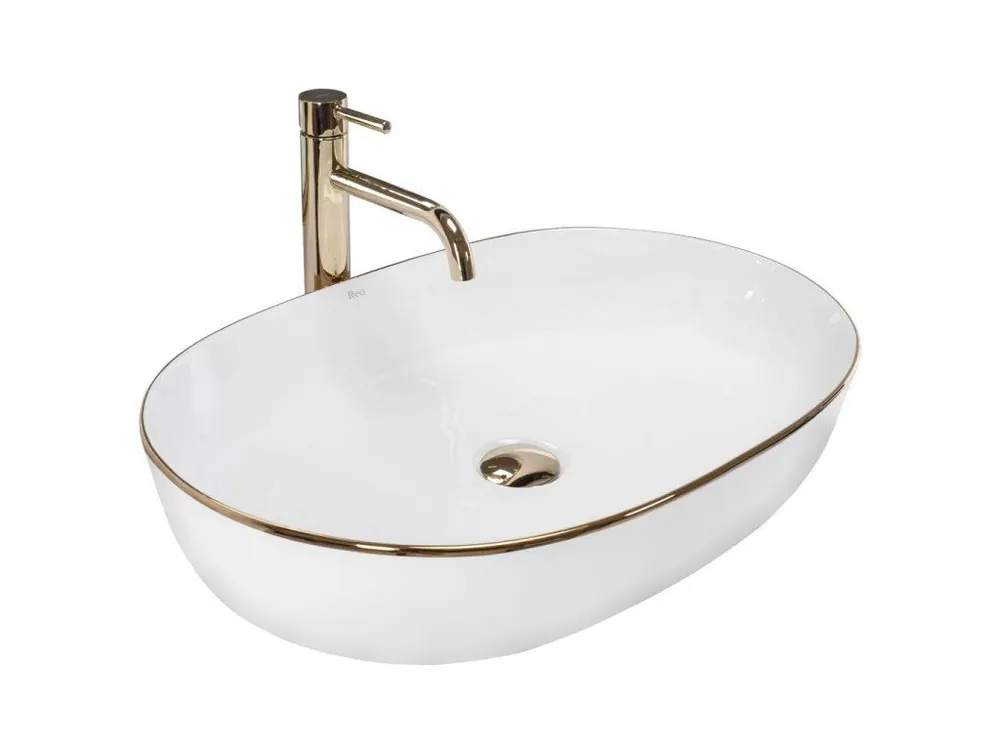 Jen Po Omezenou Doba REA - Umyvadlo na desku CLEO White Gold Edge REA-U6211