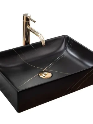 Umyvadlo na desku REA Inga Black Marble Mat REA-U8006 Doprava Zdarma