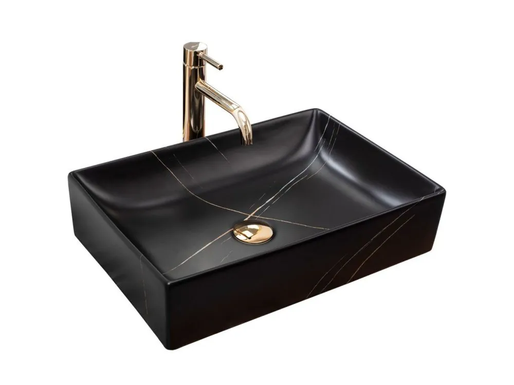 Umyvadlo na desku REA Inga Black Marble Mat REA-U8006 Doprava Zdarma