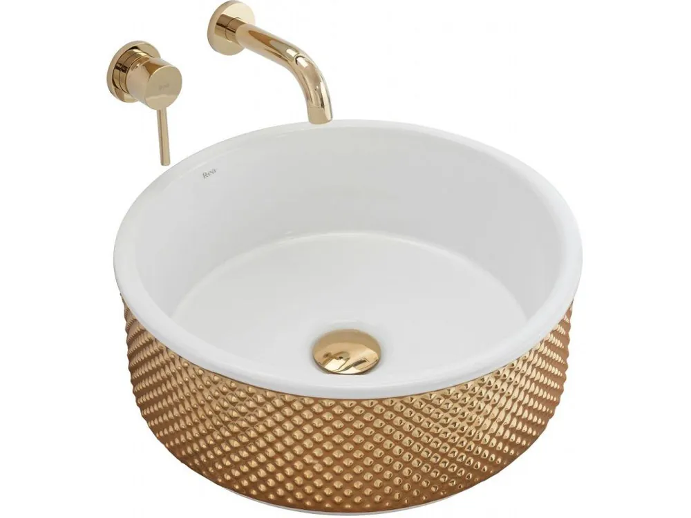 Nakupujte Hned REA - Umyvadlo na desku Helen 42,5x42,5 zlatobílá REA-U6978