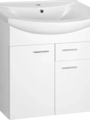 Značkový Aqualine ZOJA umyvadlová skříňka 61, 5x74x32cm, 2x dvířka, 1x zásuvka, bílá 51065A