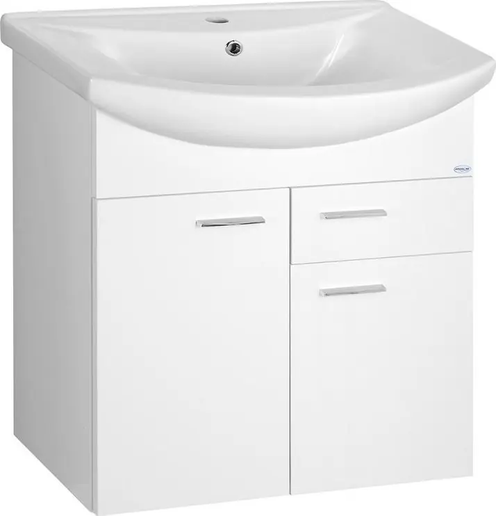 Značkový Aqualine ZOJA umyvadlová skříňka 61, 5x74x32cm, 2x dvířka, 1x zásuvka, bílá 51065A