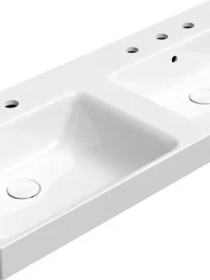 Značkový GSI NUBES keramické dvojumyvadlo 120x50cm, broušená spodní hrana, 3 otvory, bílá ExtraGlaze 96259311