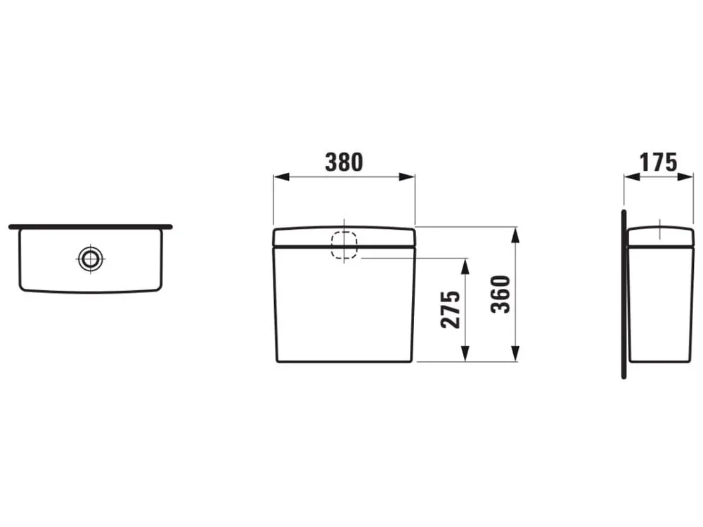 Značkový Laufen PRO bílá WC nádrž Dual Flush, zadní přívod vody uprostřed  H8269510009711