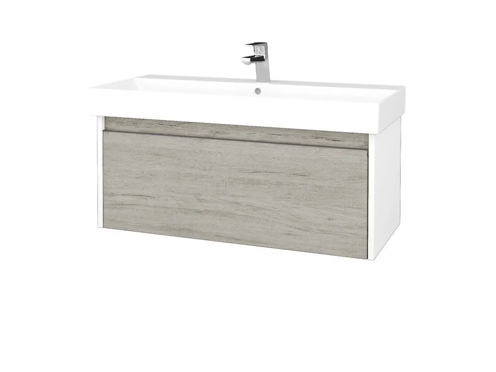 Značkový Koupelnová skříňka BONO SZZ 100 umyvadlo Glance - N01 Bílá lesk / Úchytka T34 / D05 Oregon