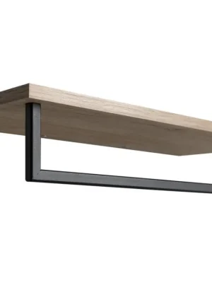 Značkový SKA polička na ručníky s hrazdou 600x250mm, dub/černá mat - koupelny-sanita.cz