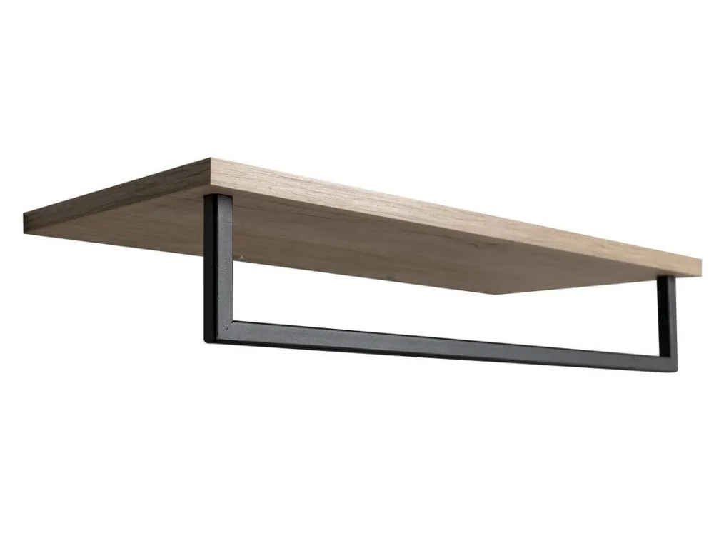 Značkový SKA polička na ručníky s hrazdou 600x250mm, dub/černá mat - koupelny-sanita.cz