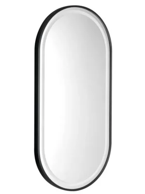 Cenově Výhodný KAIRA oválné zrcadlo s LED osvětlením 45x90cm, černá mat