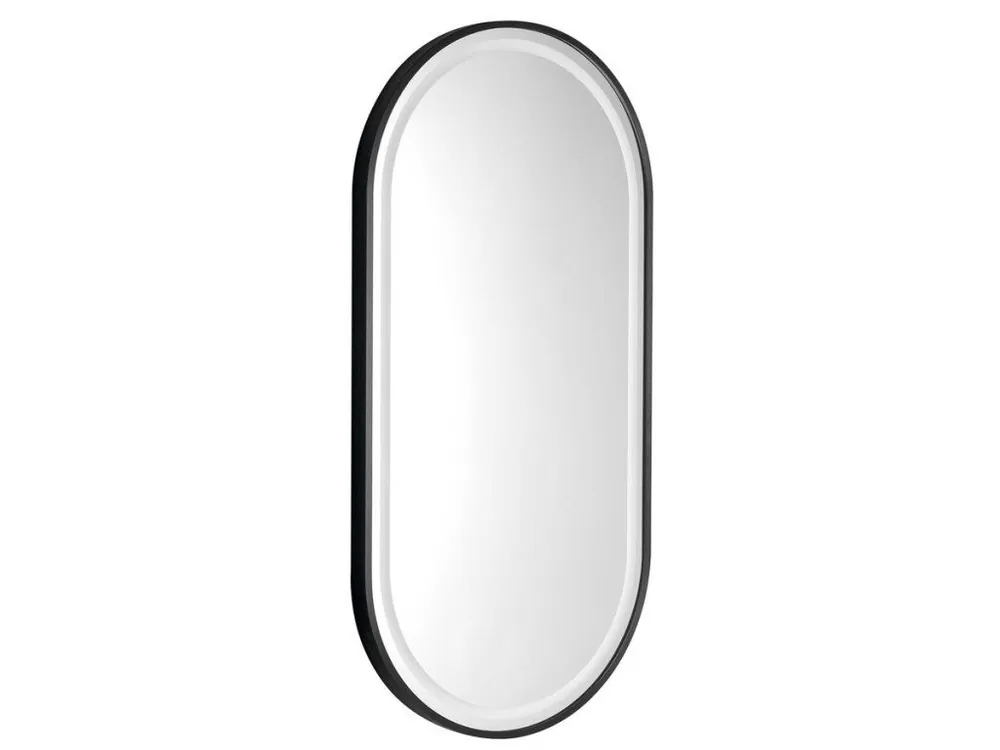 Cenově Výhodný KAIRA oválné zrcadlo s LED osvětlením 45x90cm, černá mat
