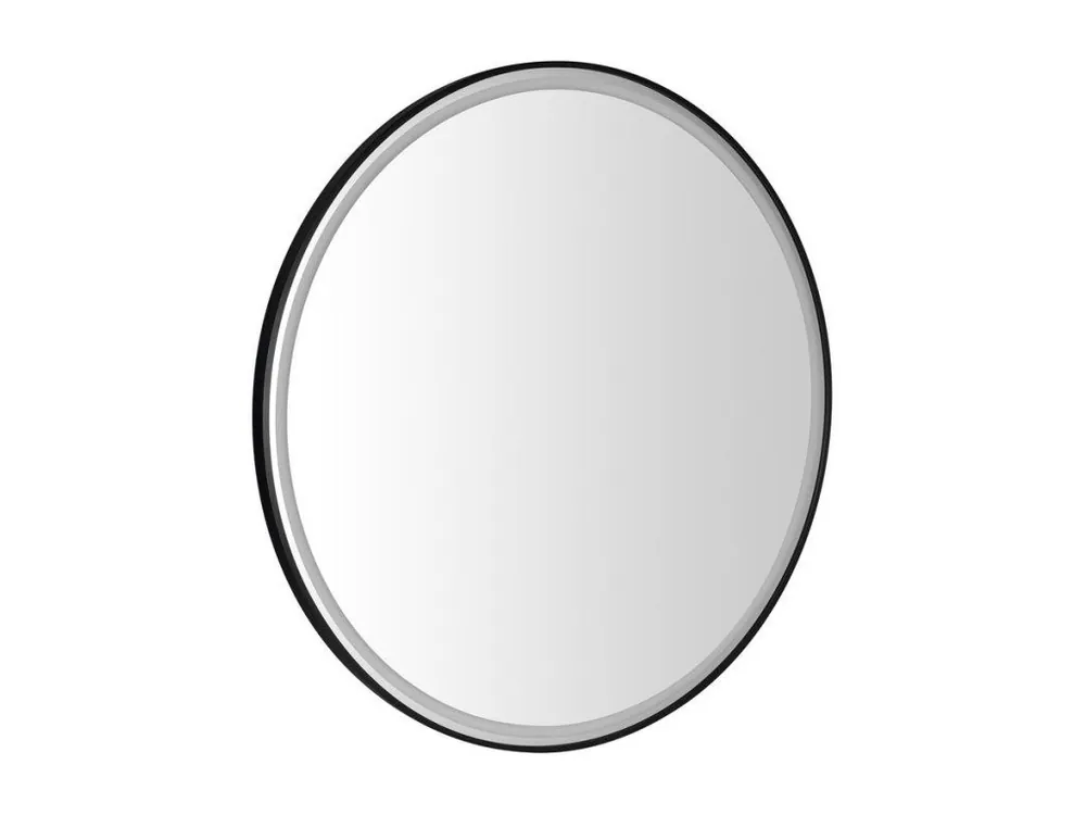 Zlevněný KADRIS kulaté zrcadlo s LED osvětlením o 80cm, černá mat