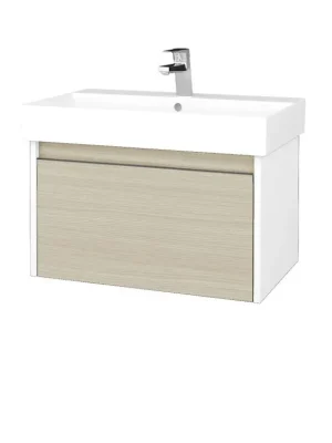 Značkový Koupelnová skříňka BONO SZZ 70 umyvadlo Glance - N01 Bílá lesk / Úchytka T34 / D04 Dub