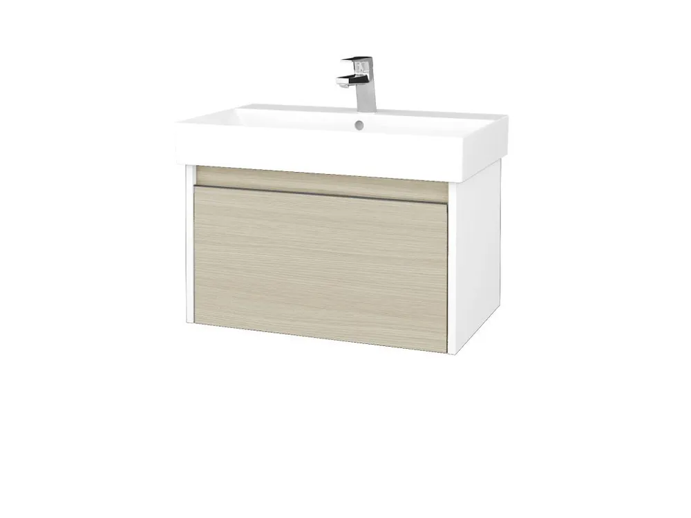 Značkový Koupelnová skříňka BONO SZZ 70 umyvadlo Glance - N01 Bílá lesk / Úchytka T34 / D04 Dub