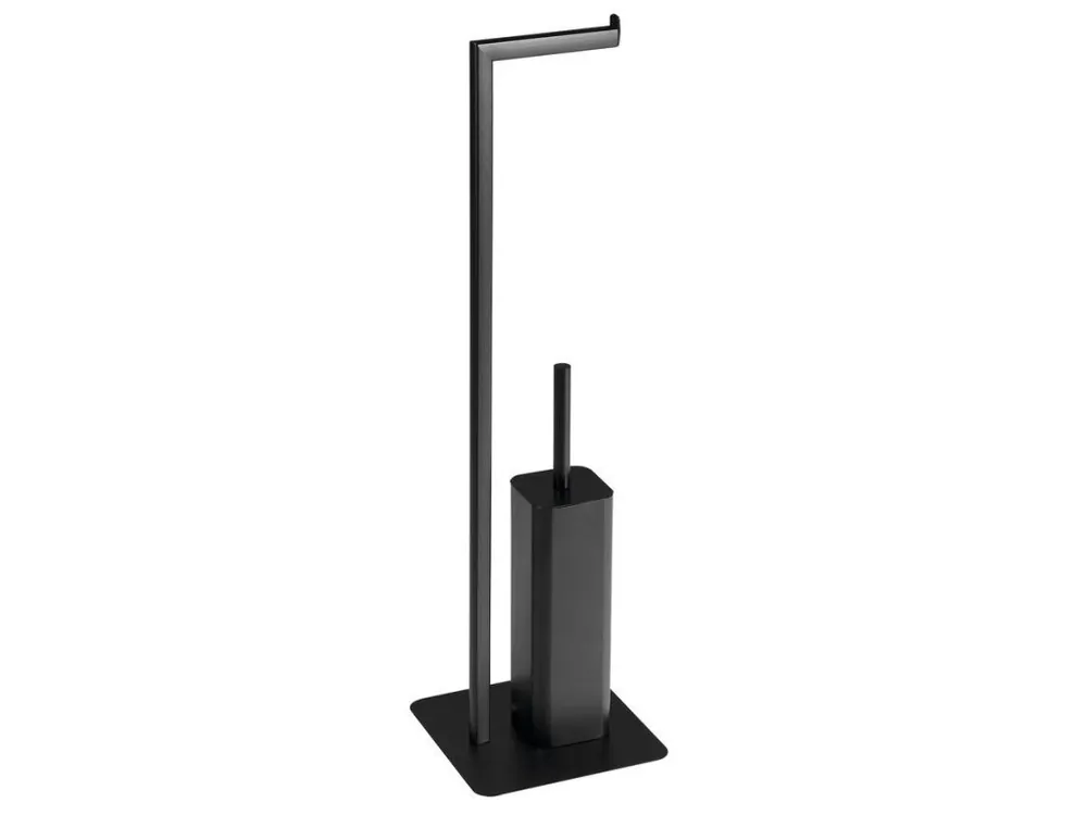 Cenová Bomba FELIX stojan s držákem na toaletní papír a WC štětkou, hranatý, černá mat - koupelny-sanita.cz