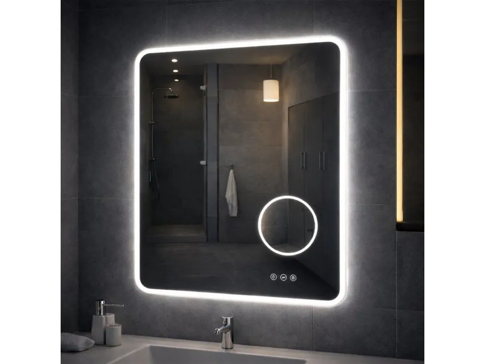 Super Cena Koupelnové zrcadlo MATTEO 60x70 cm: LED, 5× lupa a Antifog