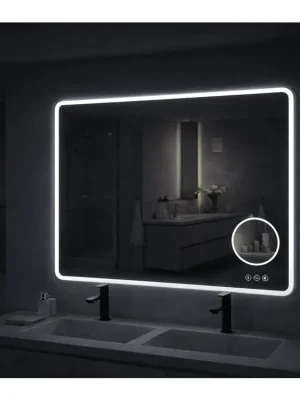 Originální Koupelnové zrcadlo MATTEO 80x70 cm: LED se stmíváním, lupa a Antifog